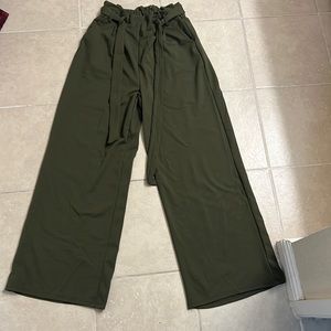 Green paper bag pants